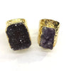 Amethyst druzy freeform pillow  Gold Ring 18-25mm