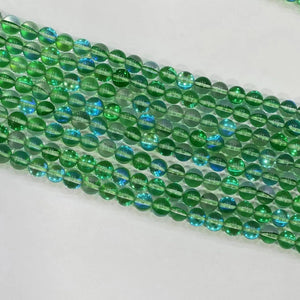 Green Glass round beads 6mm