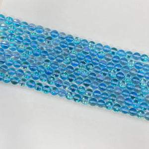 Ocean Blue Glass round beads 6mm