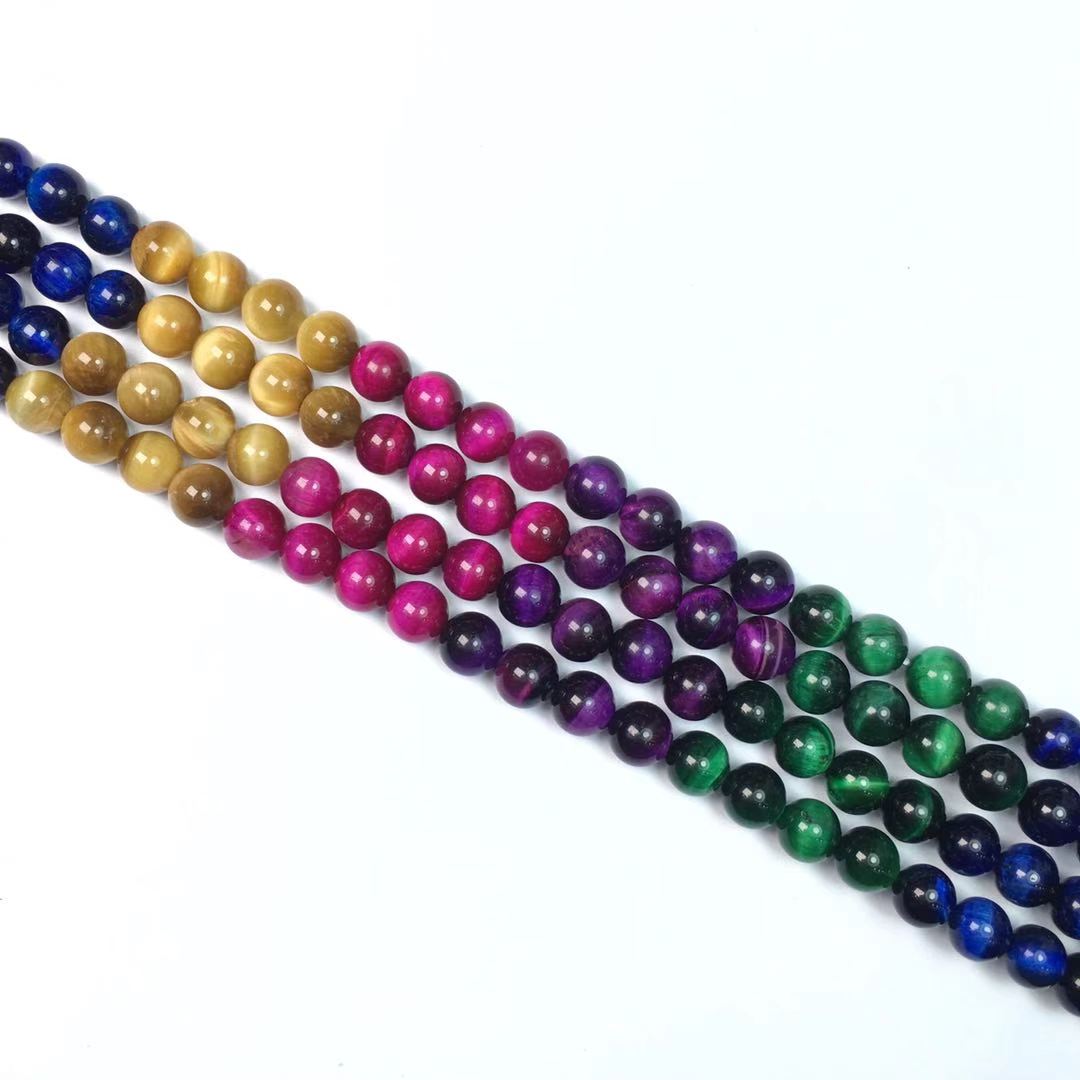 Heat Coloring Tiger Eye Muliticolor Round Beads 10Mm