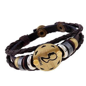 Gemini Zodiac leather and hemitite bracelets