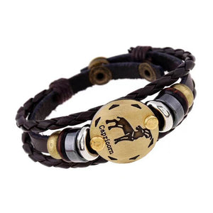 Capricorn Zodiac leather and hemitite bracelets