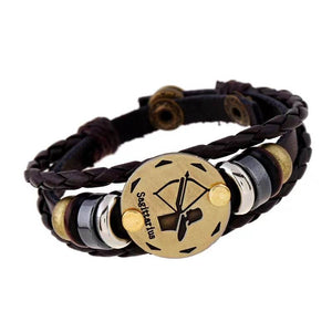 Sagittarius Zodiac leather and hemitite bracelets