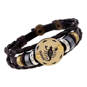 Scorpio  Zodiac leather and hemitite bracelets