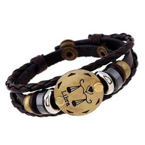 Libra Zodiac leather and hemitite bracelets