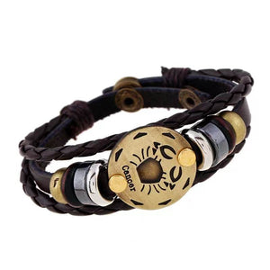 Cancer Zodiac leather and hemitite bracelets