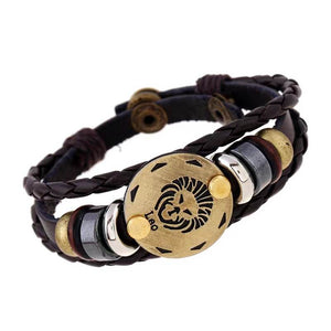 Leo Zodiac leather and hemitite bracelets