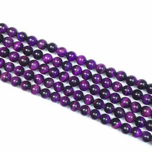 Heat Coloring Tiger Eye Purple Round Beads 12Mm